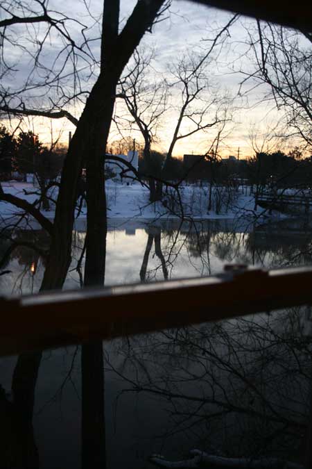 Sunrise over the Grand River in Lansing's Old Town neighborhood