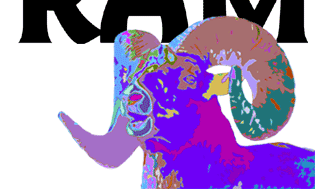 This second rendition of The Technicolor Ram was created from the same original photograph when the file for the earlier orange version when it mysteriously disappeared during a period in which my whereabouts can be verified. Really. Not entirely sure what was going on with the font on this one, but thankfully the top part was lost. Seriously, I think this format lasted a week or two.